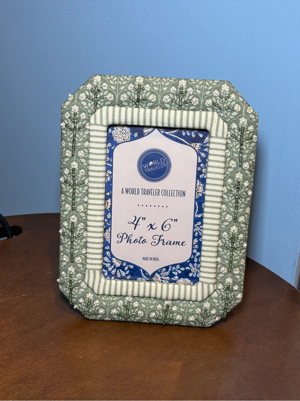 Cost Plus World Market Green Patterned Fabric Tabletop Frame